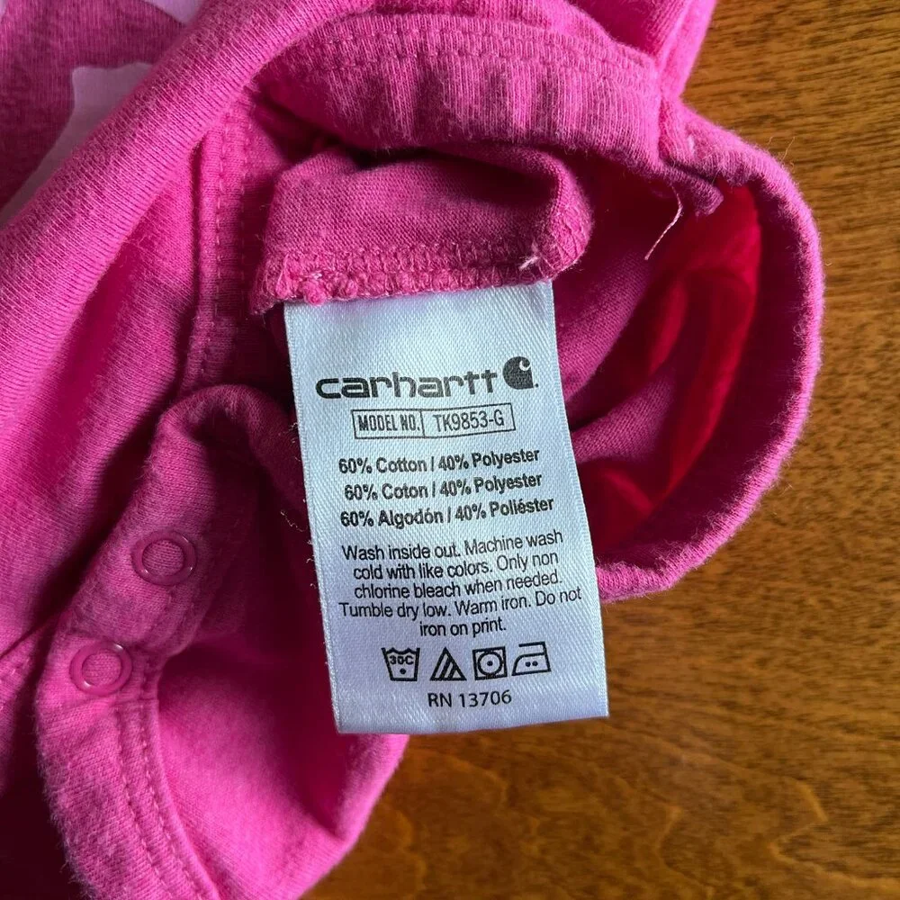 Carhartt magenta pink love onesie 3m